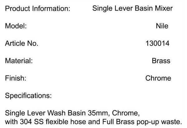 Single Lever Wash Basin 35mm