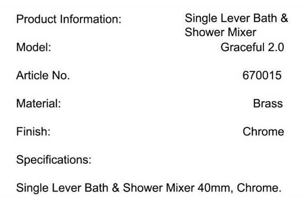 Single Lever Bath & Shower Mixer 40mm