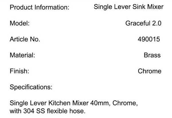 Single Lever Kitchen Mixer 40mm
